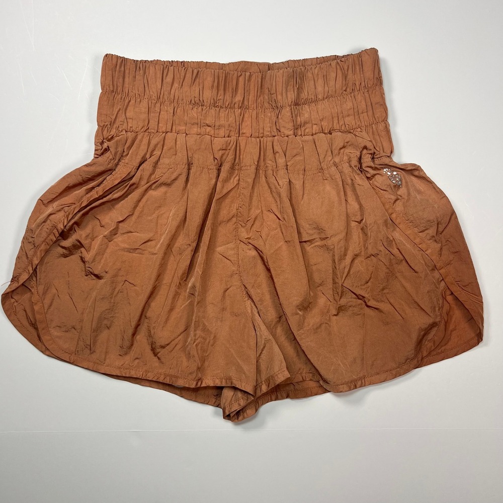 Free People FP The Way Home Shorts Medium Rust High Rise Smocked Relaxed Boho
